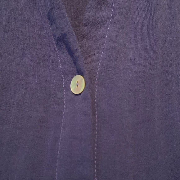 Fridaze 100% Linen button down Tunic Blouse Womens L Purple asymmetric Lagenlook - Picture 4 of 10